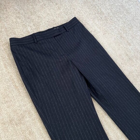 Lewit Wool Pinstripe Crop Blue Trousers Pants 8 - Picture 3 of 8